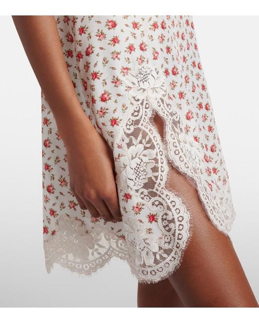 Dolce & Gabbana White Floral Silk And Cotton-Blend Slip Dress