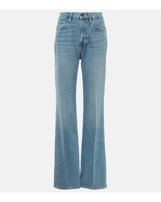 FRAME Blue High-rise Straight Jeans
