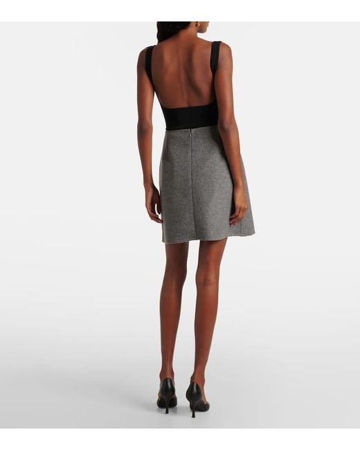Carolina Herrera Gray Melange Virgin Wool Miniskirt