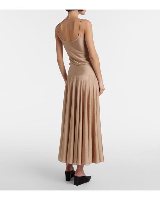 Alaïa Natural Flared Fine-Knit Maxi Skirt