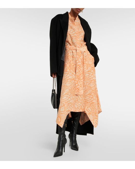 Vestido midi de seda estampado Stella McCartney de color Metallic