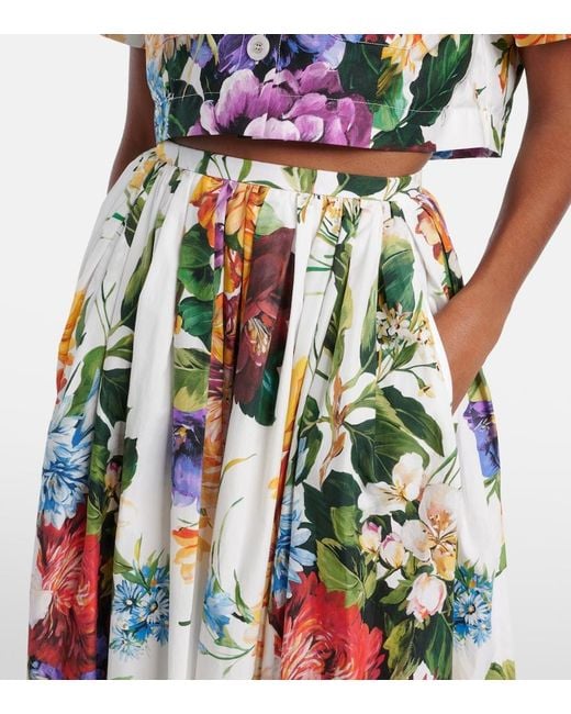 Dolce & Gabbana Multicolor High-Waisted Skirt With A Floral Bouquet Print
