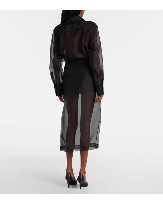 Jupe Midi En Soie FRAME en coloris Black