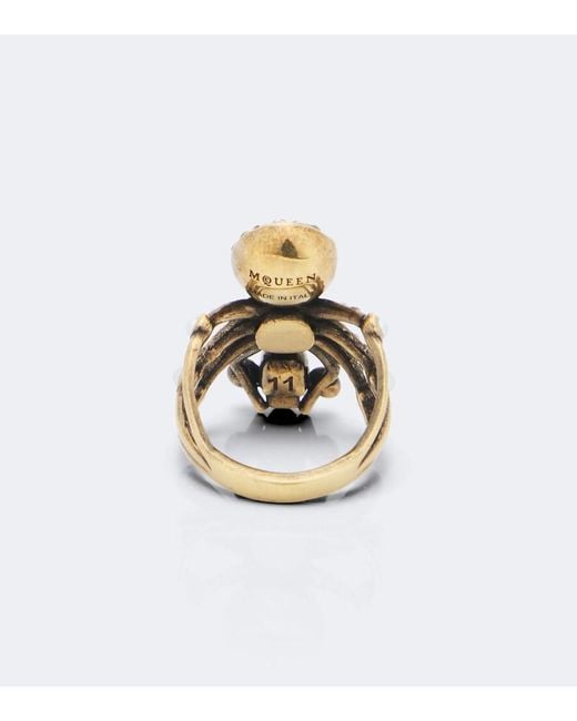 McQueen White Spider Embellished Ring