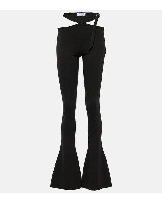 The Attico Black Cutout Jersey Flared Pants