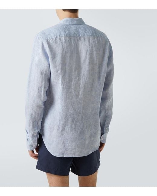 Orlebar Brown Blue Giles Linen Long-Sleeved Shirt for men