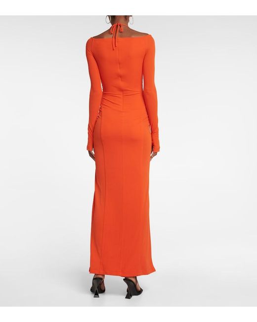 Dion Lee Orange Mobius Slit Jersey Gown