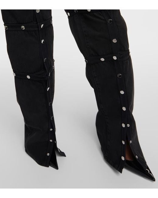 Jeans Rectos De Tiro Bajo Con Botones The Attico de color Black