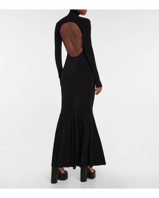 Norma Kamali Black Turtleneck Jersey Gown