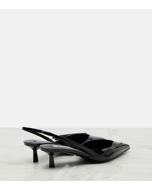 Prada Black Slingback-Pumps Aus Lackleder