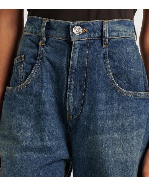 Maison Margiela Blue Distressed Barrel-Leg Jeans