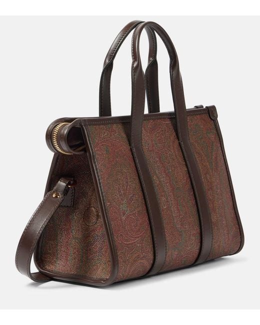 Etro Brown Tote Bag Bauletto Large Aus Canvas Mit Leder
