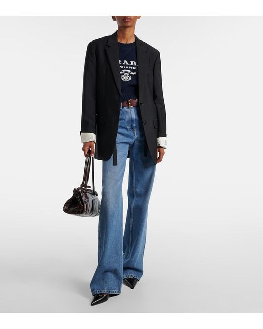Prada Blue Wool And Cashmere Sweater