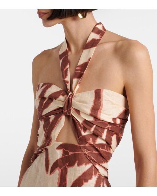 Johanna Ortiz Metallic Water Adventure Printed Linen Maxi Dress