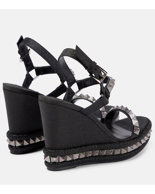 Christian Louboutin Black Pyraclou Embellished Leather Espadrilles