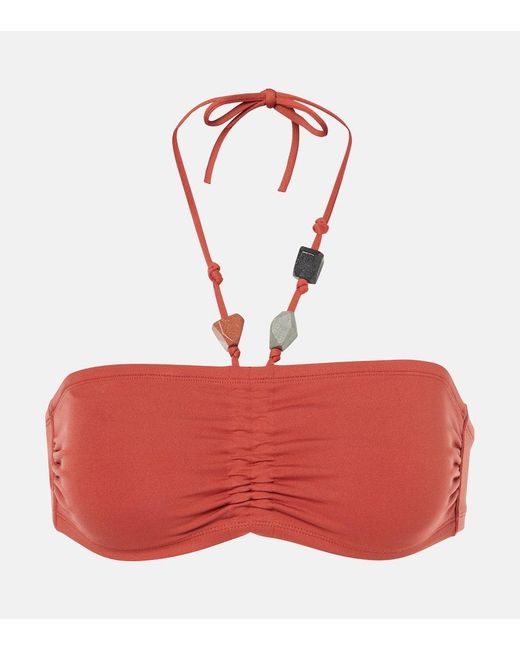 Eres Red Polaris Halterneck Beaded Bikini Top
