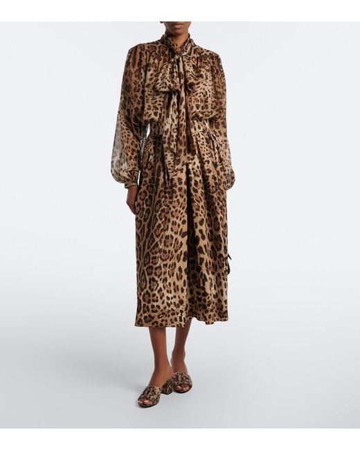 Dolce & Gabbana Brown Dg Animal-Print Leather Mules