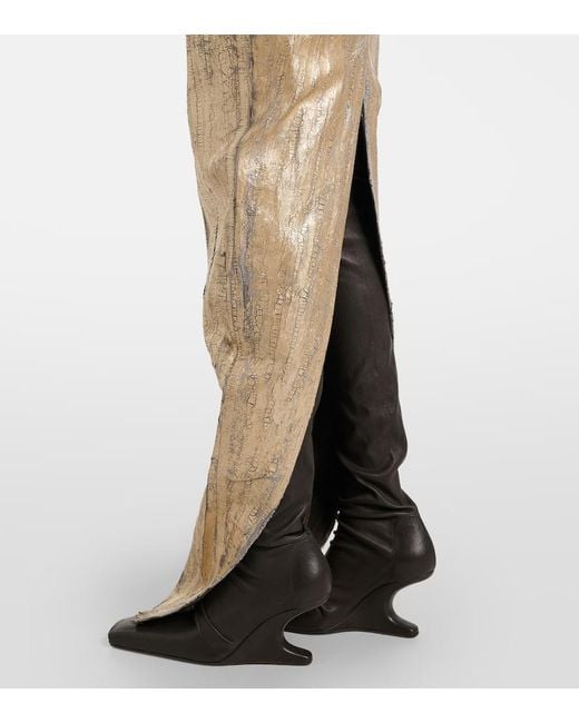 Rick Owens White Coated Denim Bustier Gown