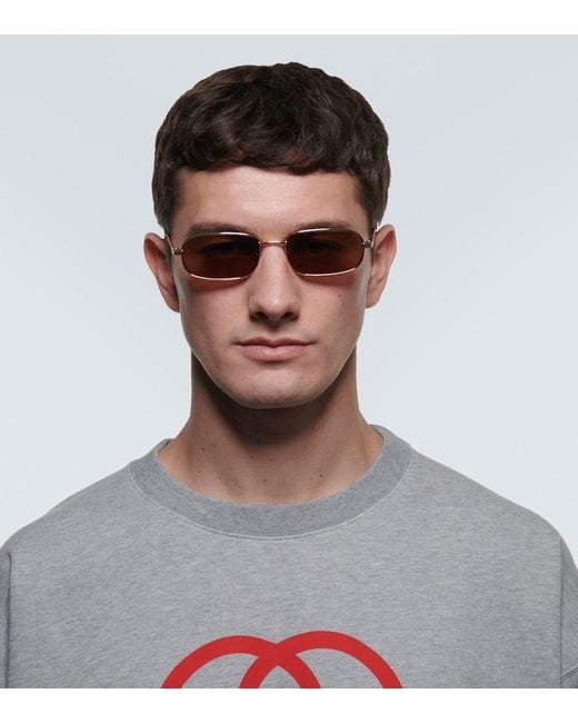 Gucci Eckige Sonnenbrille in Metallic für Herren