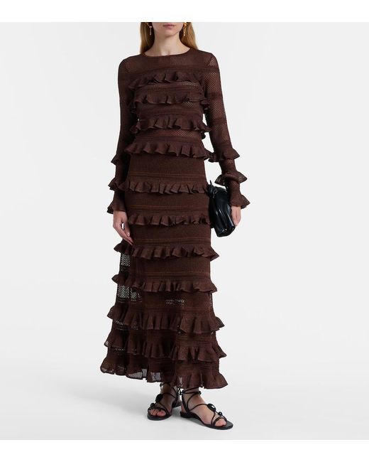 Zimmermann Brown Hypnotic Ruffled Maxi Skirt