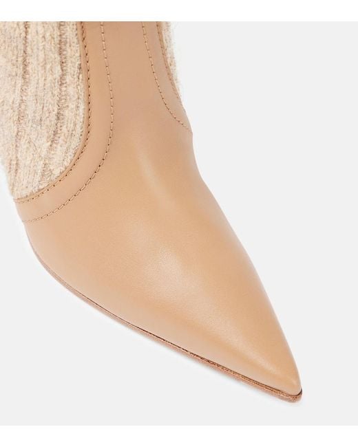 Gianvito Rossi Natural Leather-Trimmed Knee-High Boots