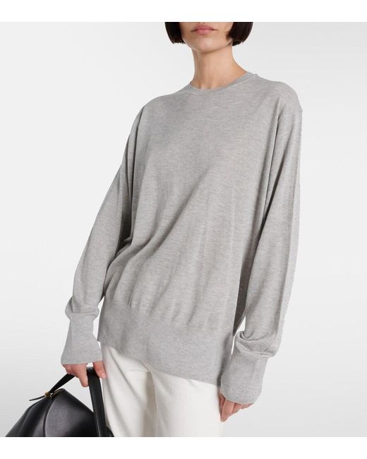 Totême Gray Silk And Cashmere-Blend Sweater
