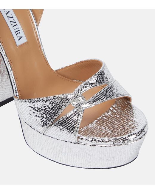 Aquazzura White Sinner Leather Platform Sandals