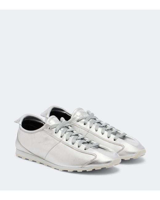 Jacquemus White Tennis Metallic Leather Sneakers