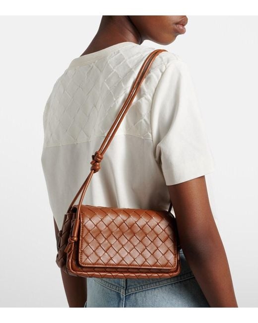 Bottega Veneta Brown Notturno Intrecciato Leather Crossbody Bag