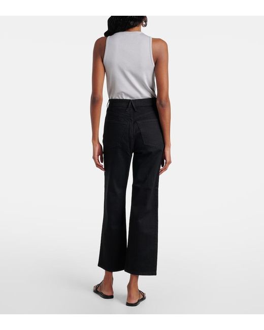 SLVRLAKE Denim Blue London Mid-Rise Cropped Straight Jeans