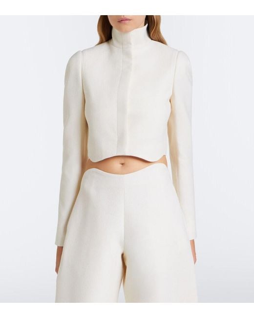 Alaïa White Cropped Wool Jacket
