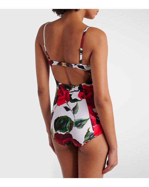 Dolce & Gabbana Red Floral Swimsuit