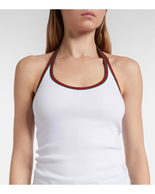 Gucci White Heavy Cotton Rib Tank Top