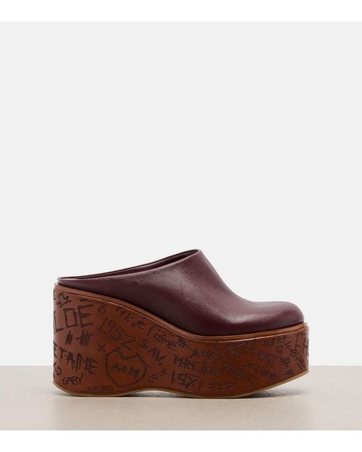 Chloé Brown Maxime Leather Wedges