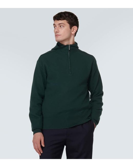 Pullover in lana con zip di Burberry in Green da Uomo