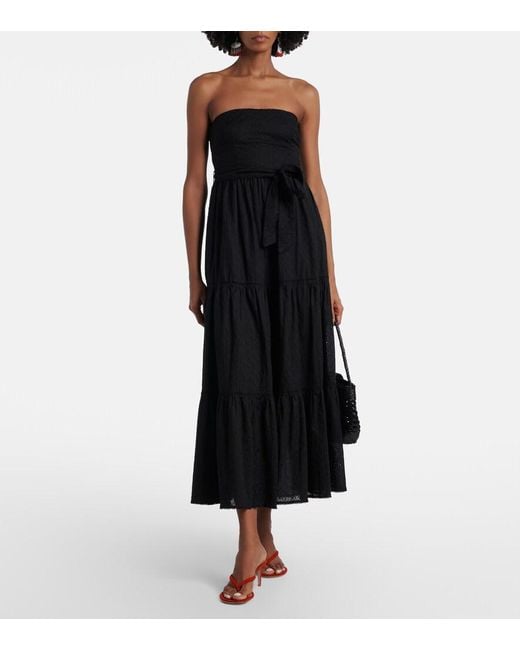 Poupette Black Thelma Strapless Cotton Maxi Dress