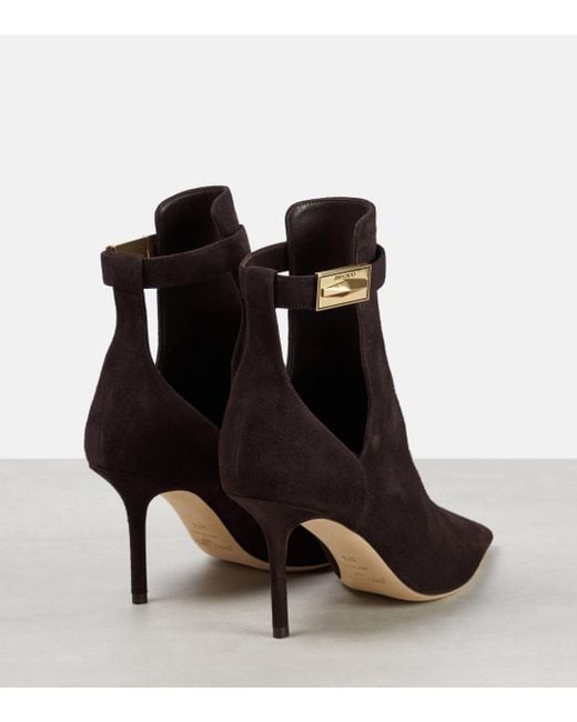Jimmy Choo Black Nell 85 Suede Ankle Boots