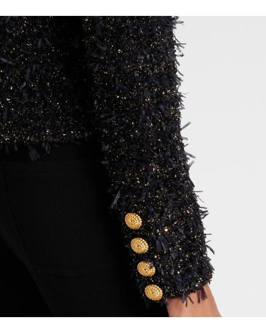 Balmain Black Blazer Aus Lurex-Tweed
