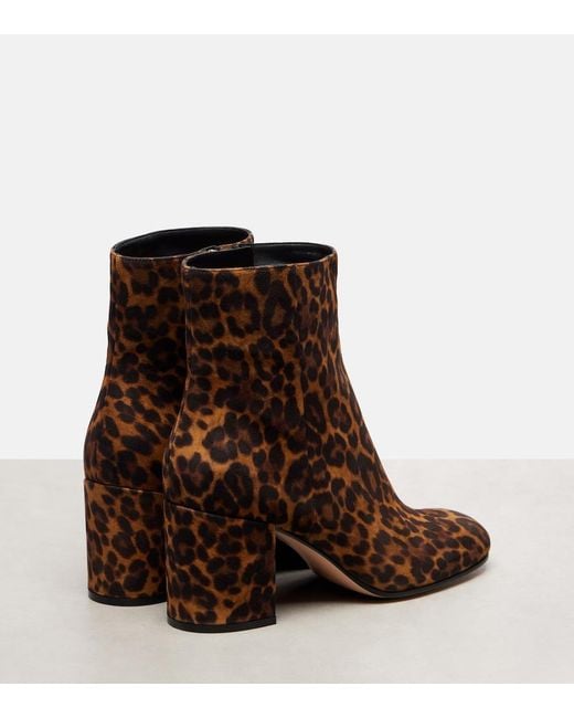 Gianvito Rossi Brown Joelle 70 Leopard-Print Suede Ankle Boots