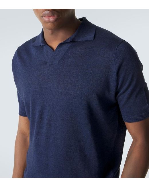 Thom Sweeney Blue Linen And Cotton Polo Shirt for men