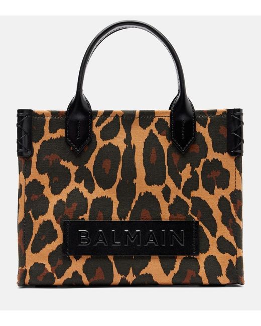 Borsa B-Army Small Con Stampa Leopardata di Balmain in Black