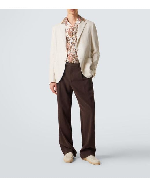 Etro Pink Paisley Cotton Bowling Shirt for men