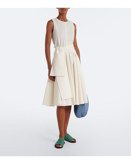 J.W. Anderson White Cotton Cloque Midi Dress