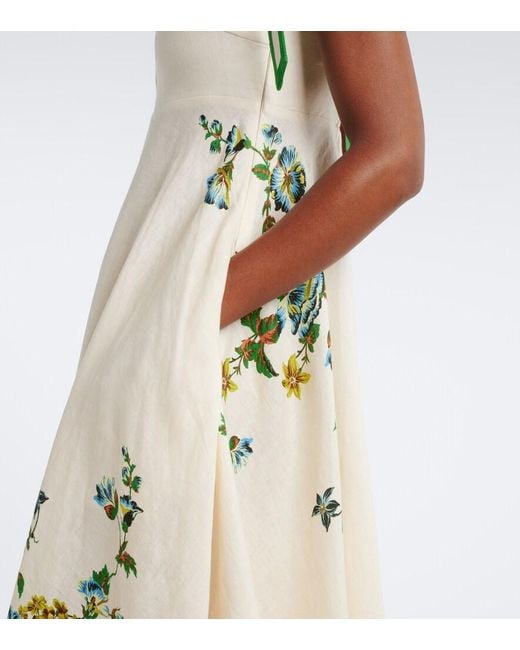 ALÉMAIS Green Phyllis Floral Linen Maxi Dress