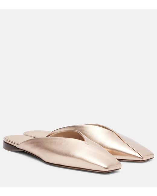Max Mara Natural Metallic Leather Mules