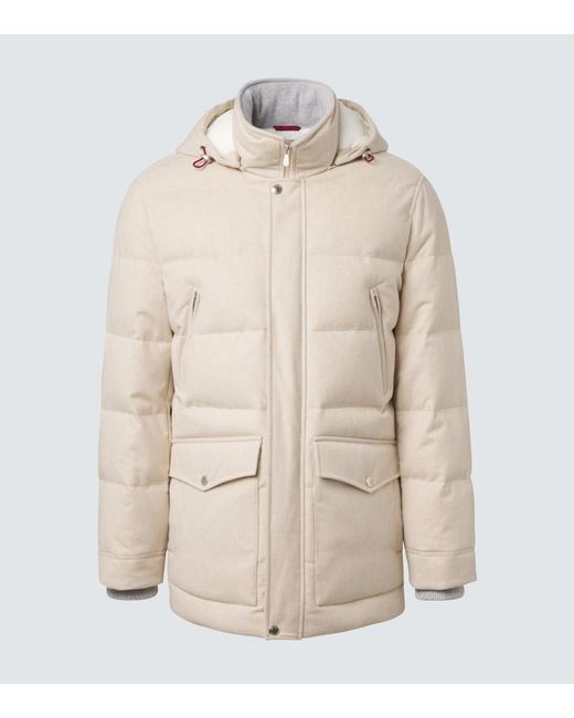 Brunello Cucinelli Natural Wool Flannel Down Parka for men
