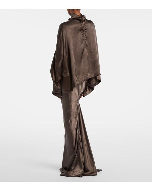 Rick Owens Brown Satin Maxi Skirt