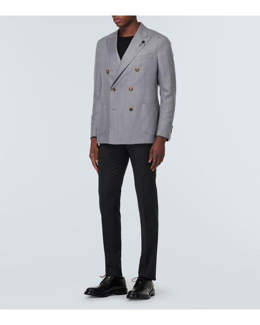 Lardini Gray Cashmere And Silk-blend Blazer for men