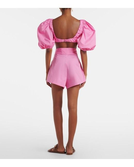 Adriana Degreas Pink Cotton Wide-Leg Shorts