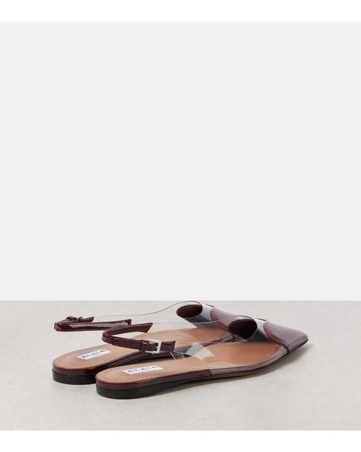 Alaïa Brown Le Cour Patent Leather And Pu Slingback Flats